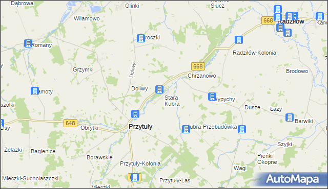mapa Stara Kubra, Stara Kubra na mapie Targeo
