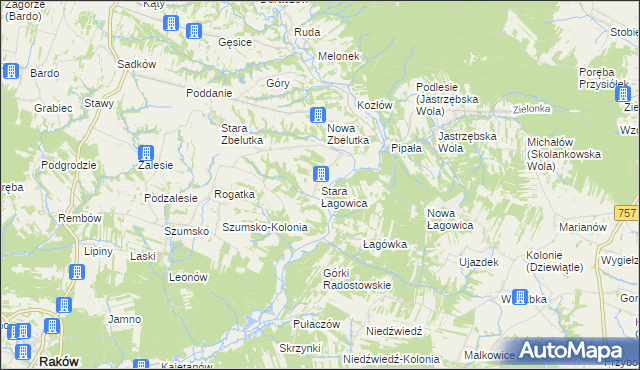 mapa Stara Łagowica, Stara Łagowica na mapie Targeo