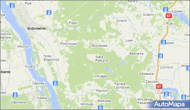 mapa Stara Rzeczna, Stara Rzeczna na mapie Targeo