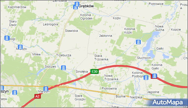 mapa Stara Trzcianka, Stara Trzcianka na mapie Targeo