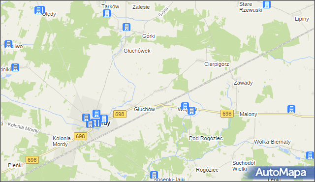 mapa Stara Wieś gmina Mordy, Stara Wieś gmina Mordy na mapie Targeo