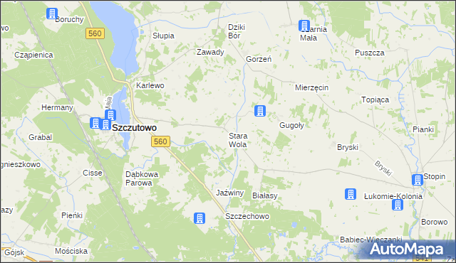 mapa Stara Wola gmina Szczutowo, Stara Wola gmina Szczutowo na mapie Targeo