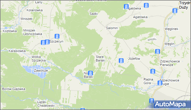 mapa Stare Baraki, Stare Baraki na mapie Targeo