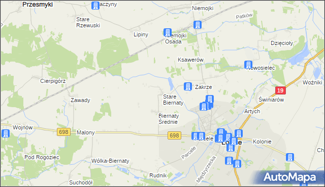 mapa Stare Biernaty, Stare Biernaty na mapie Targeo