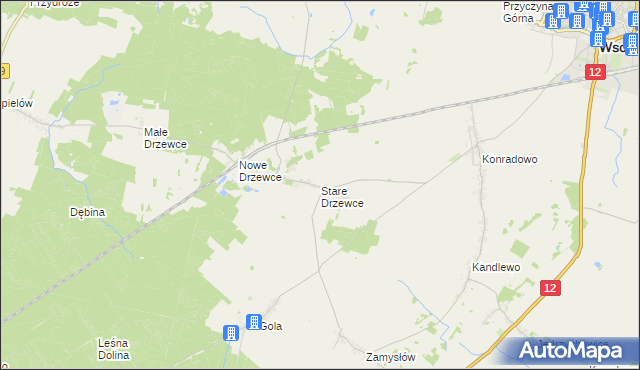 mapa Stare Drzewce, Stare Drzewce na mapie Targeo