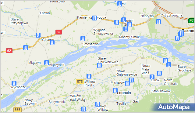 mapa Stare Gniewniewice, Stare Gniewniewice na mapie Targeo