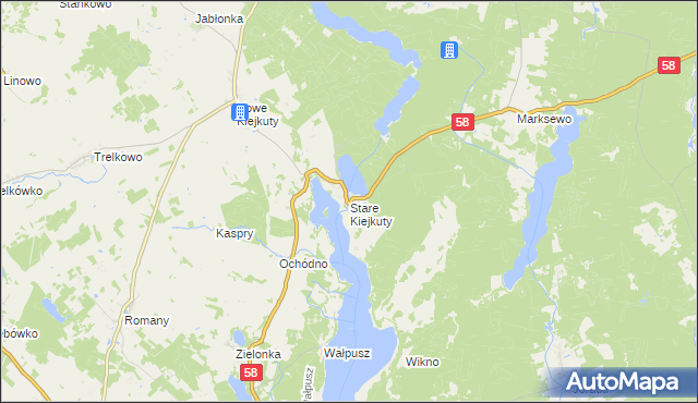 mapa Stare Kiejkuty, Stare Kiejkuty na mapie Targeo