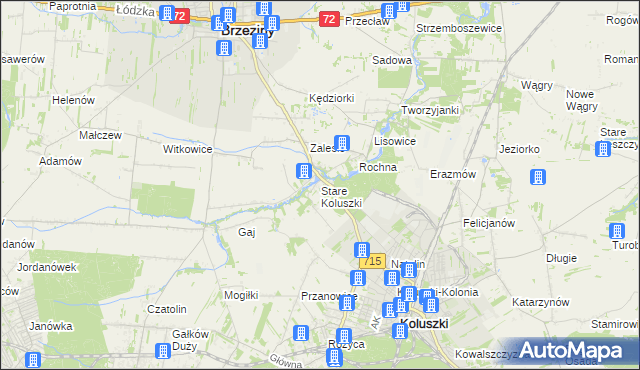 mapa Stare Koluszki, Stare Koluszki na mapie Targeo