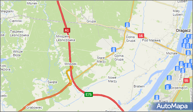 mapa Stare Marzy, Stare Marzy na mapie Targeo