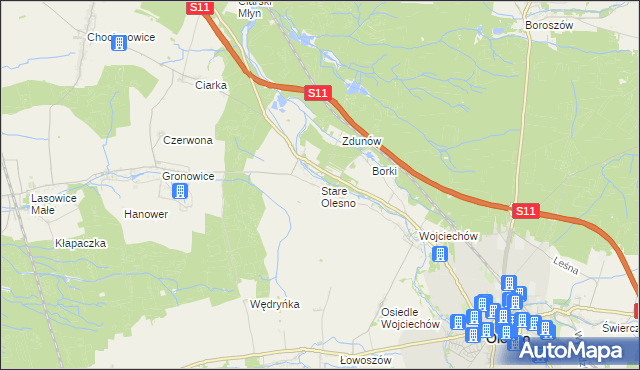 mapa Stare Olesno, Stare Olesno na mapie Targeo