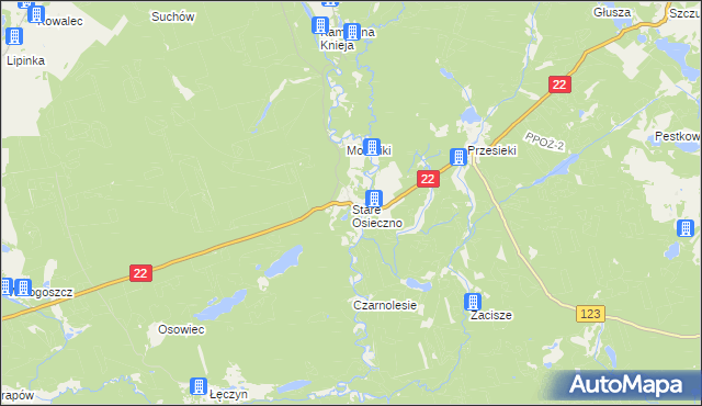 mapa Stare Osieczno, Stare Osieczno na mapie Targeo