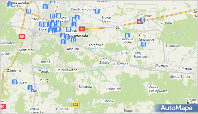 mapa Stare Zakole, Stare Zakole na mapie Targeo