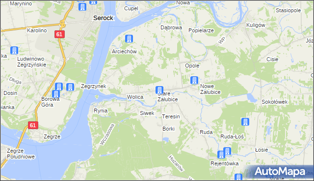 mapa Stare Załubice, Stare Załubice na mapie Targeo