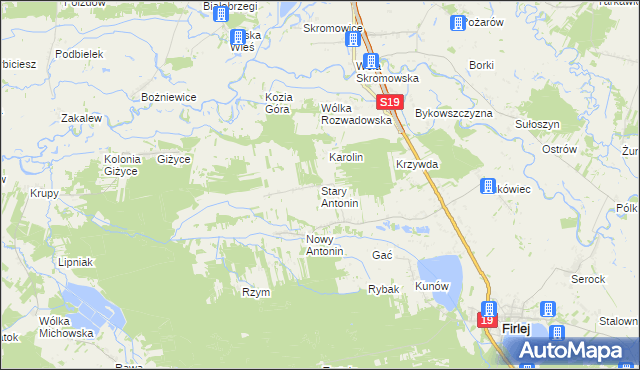 mapa Stary Antonin, Stary Antonin na mapie Targeo