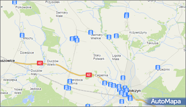 mapa Stary Folwark gmina Wołczyn, Stary Folwark gmina Wołczyn na mapie Targeo