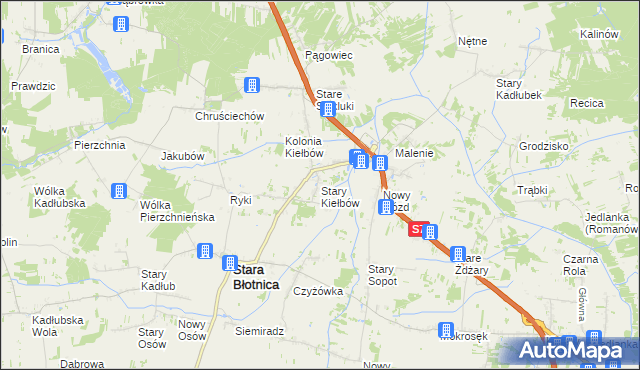 mapa Stary Kiełbów, Stary Kiełbów na mapie Targeo