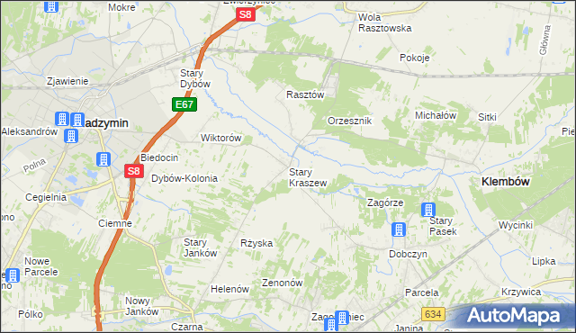mapa Stary Kraszew, Stary Kraszew na mapie Targeo