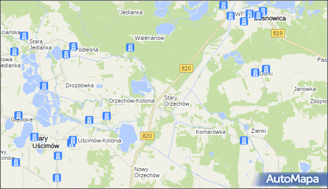 mapa Stary Orzechów, Stary Orzechów na mapie Targeo