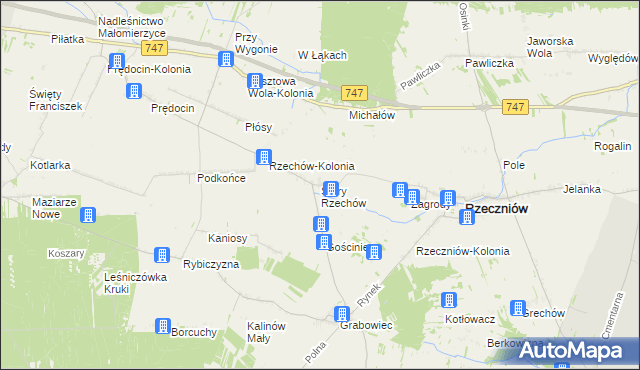 mapa Stary Rzechów, Stary Rzechów na mapie Targeo
