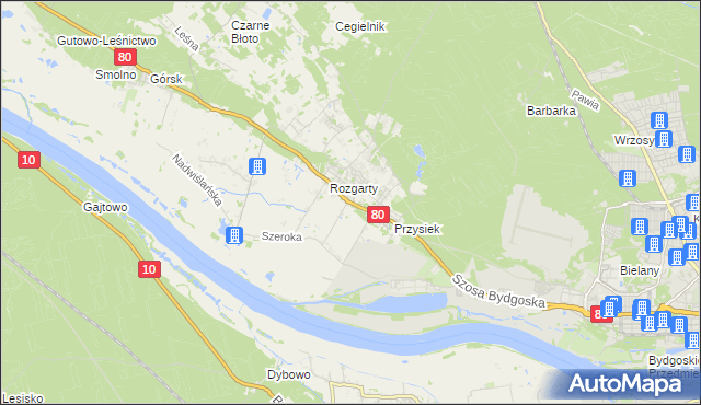 mapa Stary Toruń, Stary Toruń na mapie Targeo