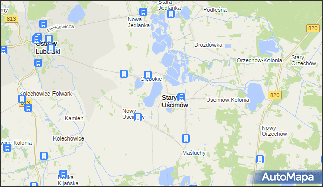 mapa Stary Uścimów, Stary Uścimów na mapie Targeo