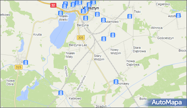 mapa Stary Widzim, Stary Widzim na mapie Targeo