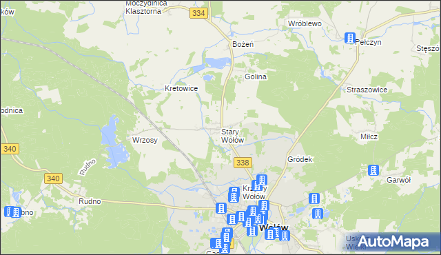 mapa Stary Wołów, Stary Wołów na mapie Targeo