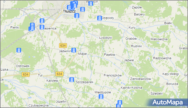 mapa Stasinów gmina Tłuszcz, Stasinów gmina Tłuszcz na mapie Targeo