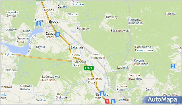 mapa Staw Kunowski, Staw Kunowski na mapie Targeo