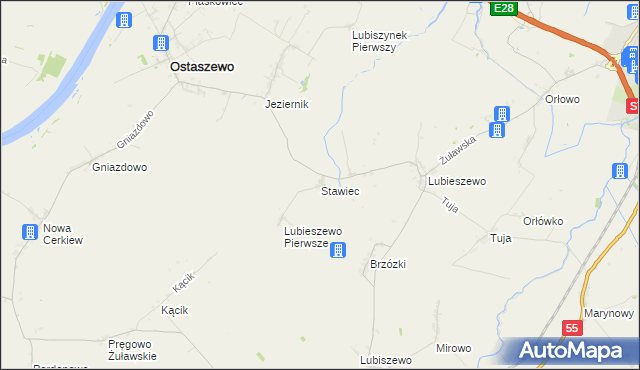 mapa Stawiec gmina Nowy Dwór Gdański, Stawiec gmina Nowy Dwór Gdański na mapie Targeo