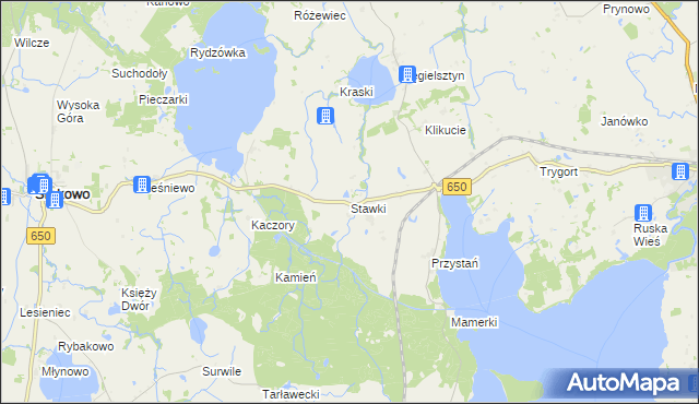 mapa Stawki gmina Węgorzewo, Stawki gmina Węgorzewo na mapie Targeo