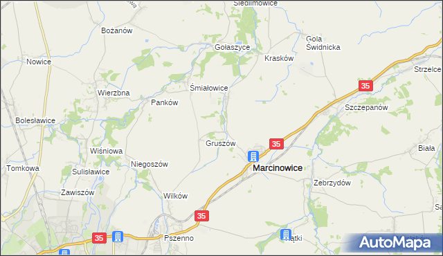 mapa Stefanowice gmina Marcinowice, Stefanowice gmina Marcinowice na mapie Targeo