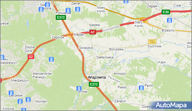 mapa Stefanówka gmina Wiązowna, Stefanówka gmina Wiązowna na mapie Targeo