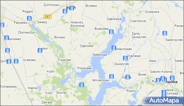 mapa Stefanowo gmina Bytoń, Stefanowo gmina Bytoń na mapie Targeo