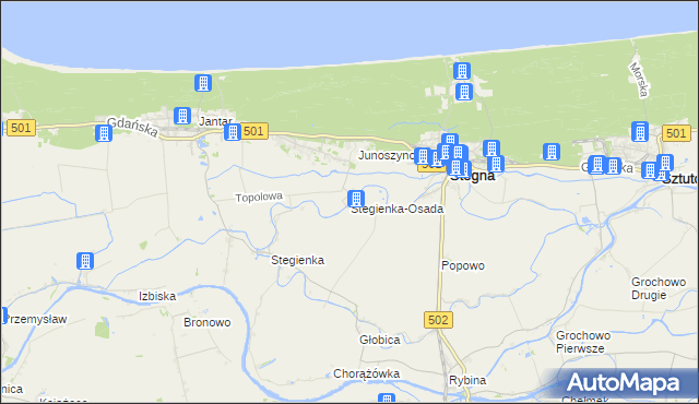mapa Stegienka-Osada, Stegienka-Osada na mapie Targeo