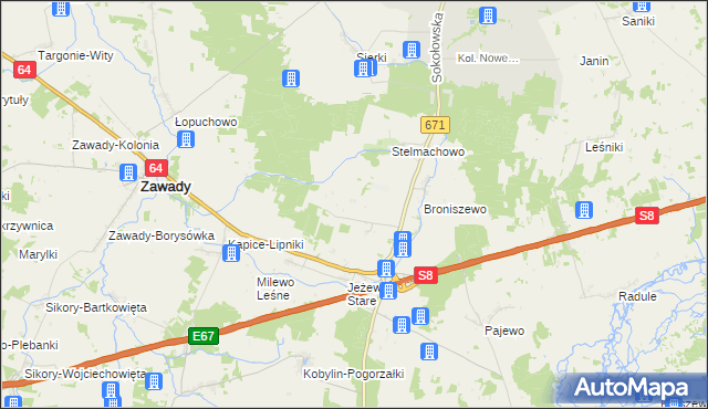 mapa Stelmachowo-Kolonia, Stelmachowo-Kolonia na mapie Targeo