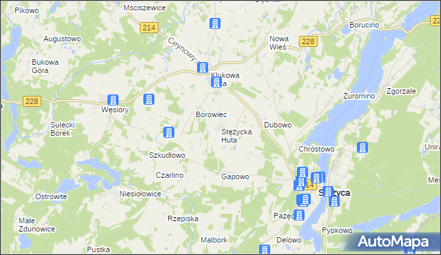 mapa Stężycka Huta, Stężycka Huta na mapie Targeo