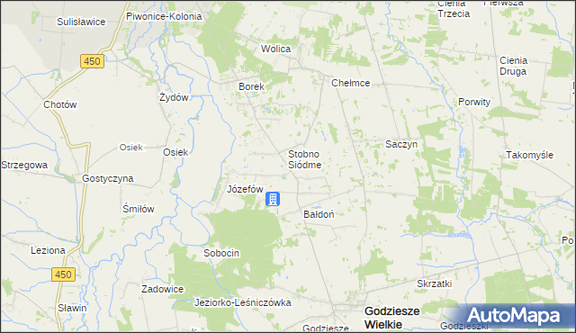 mapa Stobno gmina Godziesze Wielkie, Stobno gmina Godziesze Wielkie na mapie Targeo