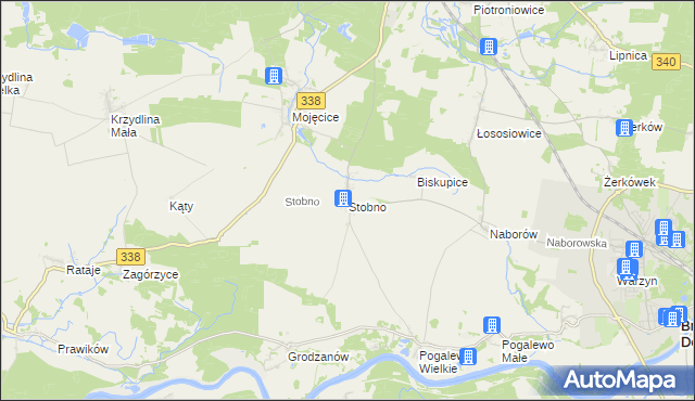 mapa Stobno gmina Wołów, Stobno gmina Wołów na mapie Targeo