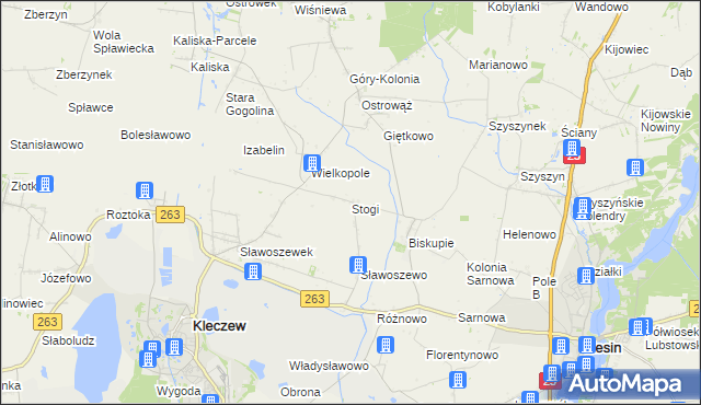 mapa Stogi gmina Kleczew, Stogi gmina Kleczew na mapie Targeo