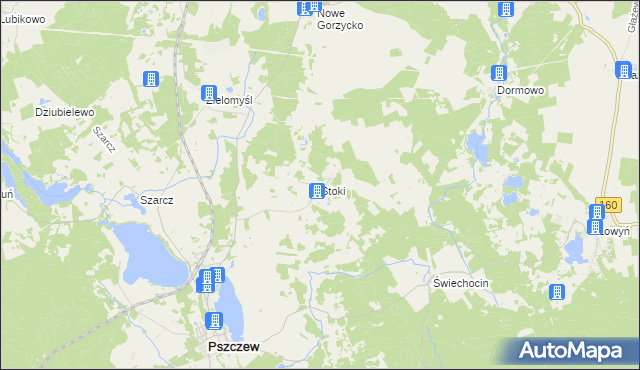 mapa Stoki gmina Pszczew, Stoki gmina Pszczew na mapie Targeo