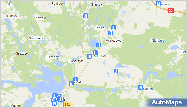 mapa Storkowo gmina Ińsko, Storkowo gmina Ińsko na mapie Targeo