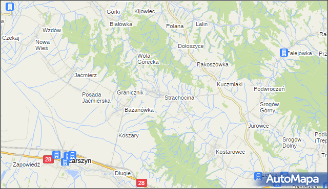 mapa Strachocina, Strachocina na mapie Targeo