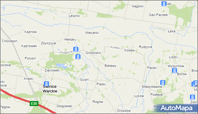mapa Strachów gmina Świnice Warckie, Strachów gmina Świnice Warckie na mapie Targeo