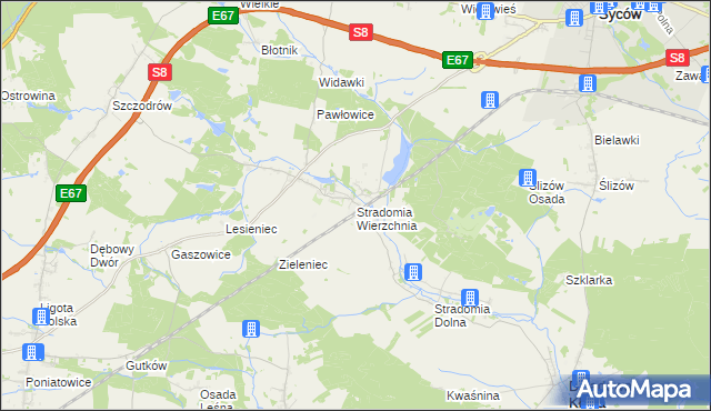 mapa Stradomia Wierzchnia, Stradomia Wierzchnia na mapie Targeo