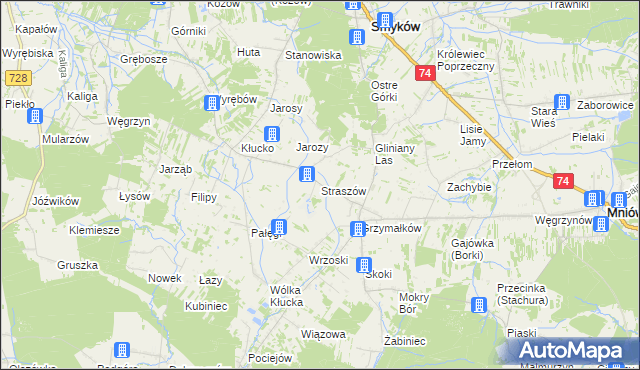 mapa Straszów gmina Mniów, Straszów gmina Mniów na mapie Targeo