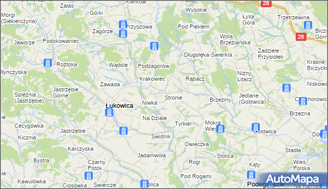 mapa Stronie gmina Łukowica, Stronie gmina Łukowica na mapie Targeo
