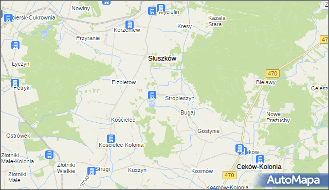 mapa Stropieszyn gmina Mycielin, Stropieszyn gmina Mycielin na mapie Targeo