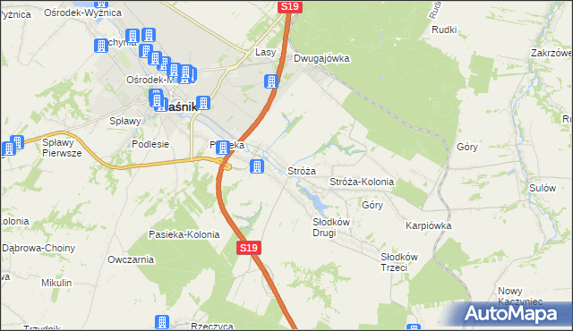 mapa Stróża gmina Kraśnik, Stróża gmina Kraśnik na mapie Targeo