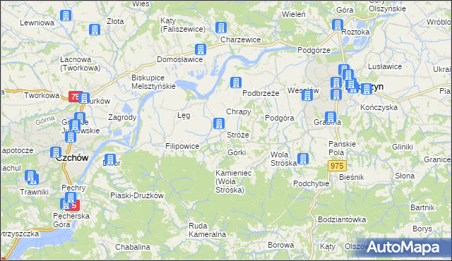 mapa Stróże gmina Zakliczyn, Stróże gmina Zakliczyn na mapie Targeo